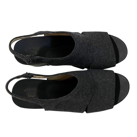 Dr Scholls Meringue WESLYN Platform Wedge Sandal Womens 9.5 Gray Felt Chunky - Picture 5 of 12